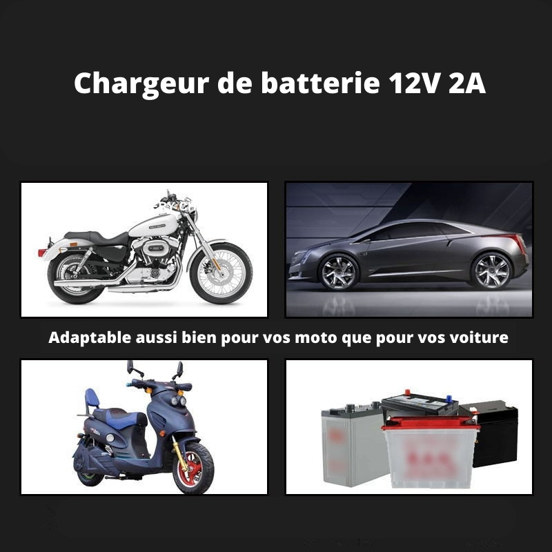 Chargeur de Batterie Auto Intelligent 12V 2A : Recharge Rapide et Facile !