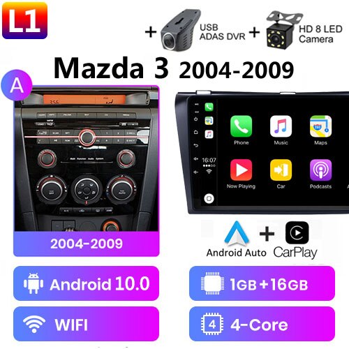 Auto Radio 2DIN HD 9/10 pouces pour Mazda 3 : Conduite Connectée avec Android Auto et CarPlay !